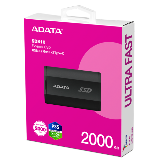 USB памет ADATA EXT SSD CD810 2000GB, USB 3.2 Gen2, BLK