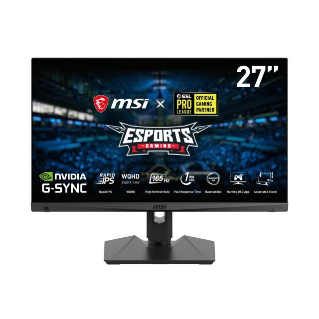 Монитор MSI Optix MAG274QRF-QD, 27", 165Hz, 1ms, Rapid IPS, Quantum Dot, 2560x1440, G-Sync Compatible, Gaming OSD, Mystic Light, 97% DCI-P3, AG, USB hub, 300 cd/m2, 1000:1, DCR 100M:1, DP, 2xHDMI(2.0), 1xTypeC DP alt., Heigh Adj., VESA, 9S6-3CA8DA-02