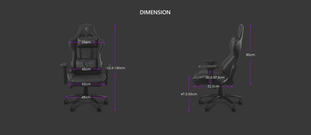 Стол MSI MAG CH120 I, Adjustable Back Angle 90° - 180°, 4D Adjustable Armrests, PVC Leather, High Density Mould Shaping Foam, Ergonomic headrest pillow and lumbar, Gas Lift Class-4, 75mm Wheels, up to 150 KG, Steel Frame, Black and Grey, 9S6-B0Y10D-0