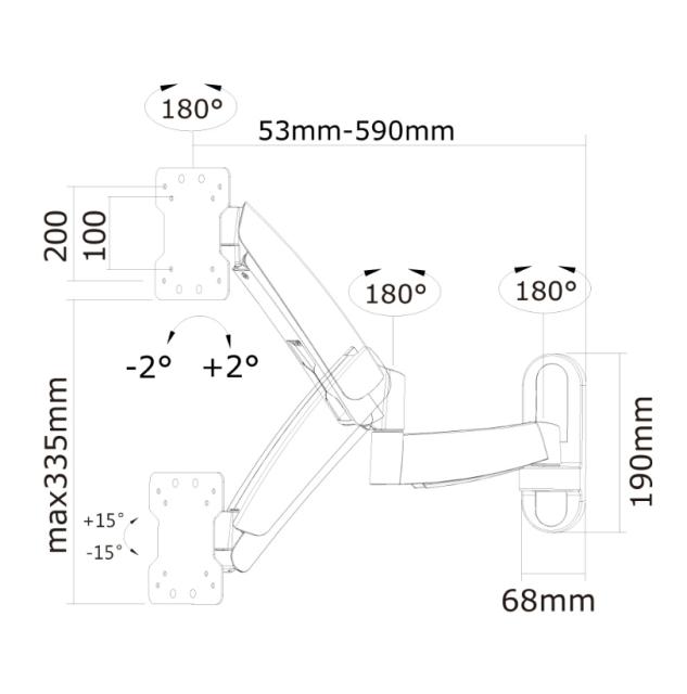Стойка Neomounts by NewStar Flat Screen Wall Mount (height adjustable swivel arm)