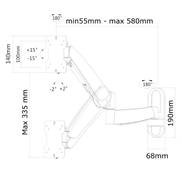 Стойка Neomounts by NewStar Flat Screen Wall Mount (height adjustable swivel arm)