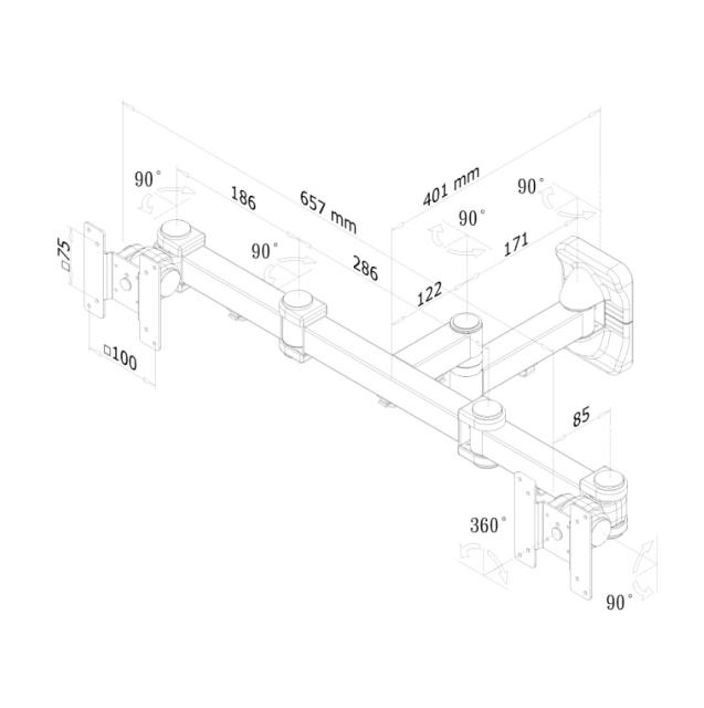 Стойка Neomounts by NewStar Flat Screen Dual Wall Mount (3 pivots & tiltable)