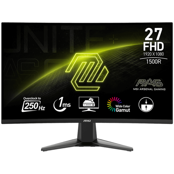 Монитор MSI MAG 27C6X, 27" (68.58cm) Curved VA Anti-glare, 250Hz, Full HD, 1ms, 250cd/m2, HDMI, DP