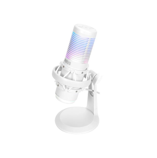 Mикрофон Marvo MIC-07 WH, Gaming Microphone Blast 60 White, RGB, USB