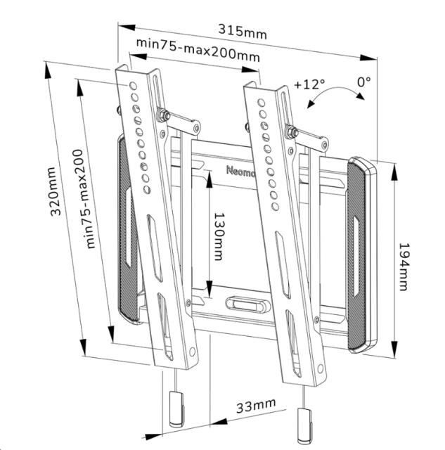 Стойка Neomounts by NewStar Screen Wall Mount (tilt, VESA 200x200)