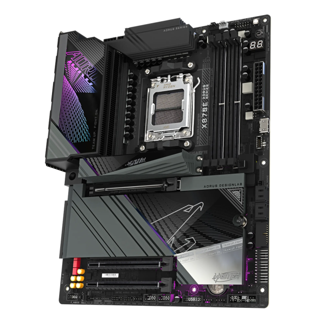 Дънна платка GIGABYTE X870E AORUS MASTER, AM5, 4x DDR5, PCIe 5.0, 4x M.2 NVMe, 4x SATA 6Gb/s, Wi-Fi 7, BLUETOOTH 5.3, HDMI, ATX