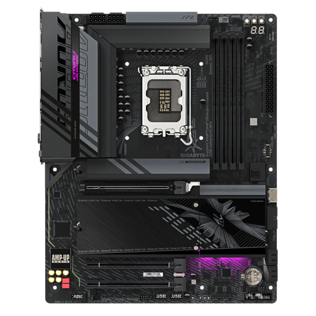 Дънна платка GIGABYTE Z890 AORUS ELITE WIFI7, LGA1851, 4x DDR5, PCIe 5.0, 4x M.2 NVMe, 4x SATA 6Gb/s, Wi-Fi 7, BLUETOOTH 5.4, DP, ATX