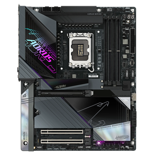 Дънна платка GIGABYTE Z890 AORUS MASTER, LGA1851, 4 x DDR5, PCIe 5.0, 5 x M.2 NVMe, 4 x SATA 6Gb/s, Wi-Fi 7, Bluetooth 5.4, ATX