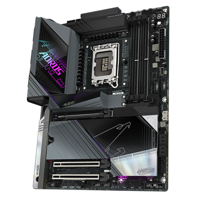 Дънна платка GIGABYTE Z890 AORUS MASTER, LGA1851, 4 x DDR5, PCIe 5.0, 5 x M.2 NVMe, 4 x SATA 6Gb/s, Wi-Fi 7, Bluetooth 5.4, ATX