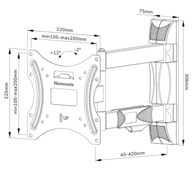 Стойка Neomounts by Newstar Screen Wall Mount (full motion, 3 pivots, VESA 200x200)