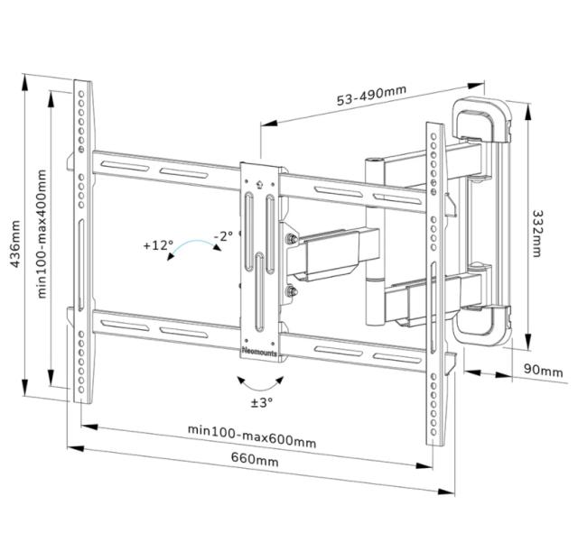 Стойка Neomounts by Newstar Screen Wall Mount (full motion, 3 pivots, VESA 600x400)