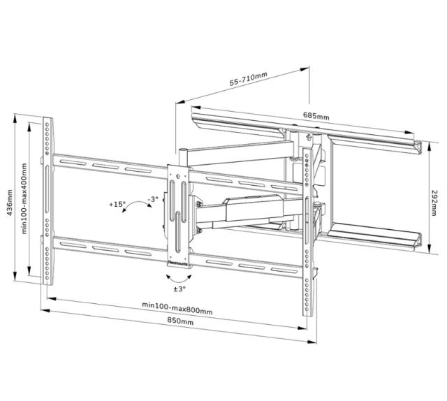 Стойка Neomounts by NewStar Screen Wall Mount (full motion, 3 pivots, VESA 800x400)