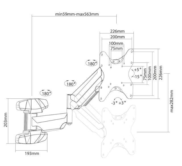 Стойка Neomounts by NewStar wall mounted gas spring TV mount (3 pivots VESA 200x200)