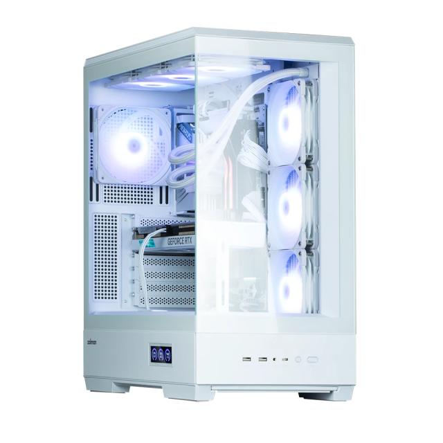 Кутия Zalman P50 DS White, Middle Tower, Tempered Glass, 1 x USB 3.1 Type-C, 2 x USB 3.0, HD Audio x 1, ATX / mATX / Mini-ITX