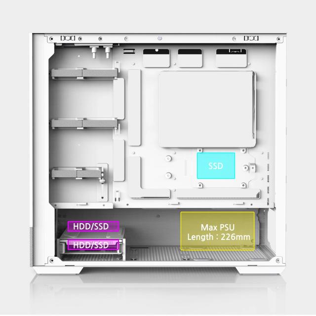 Кутия Zalman P30 AIR White, Mini Tower, Tempered Glass, 1 x USB 3.1 Type-C, 1 x USB 3.0, HD Audio x 1, mATX / Mini-ITX