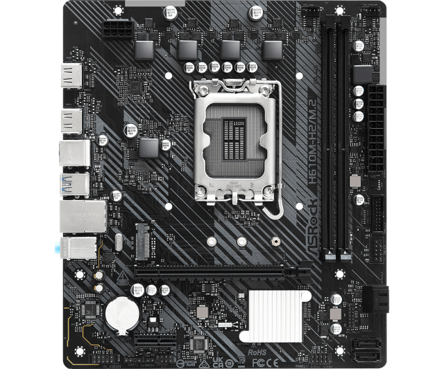 Дънна платка ASRock H610M-H2/M.2, H610, LGA1700, DDR4, PCI-E 4.0, 1x M.2 slot, 4x SATA 6Gb/s, 2x USB 3.2 Gen 1, 2x HDMI, microATX