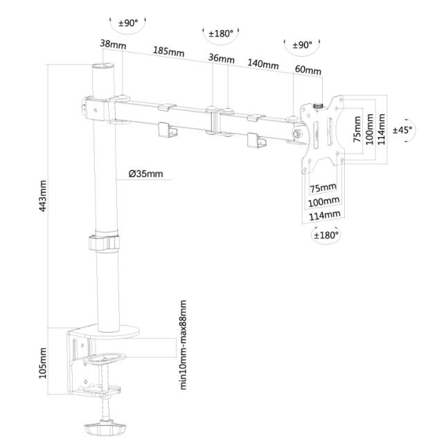 Стойка Neomounts by NewStar Flat Screen Desk Mount (clamp/grommet)