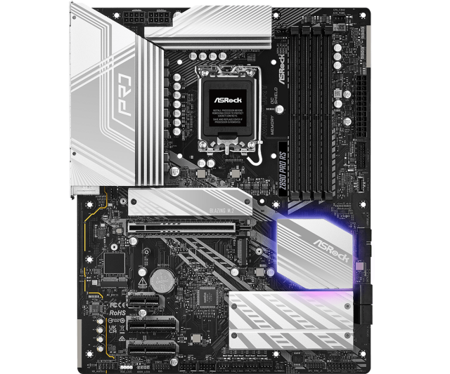 Дънна платка ASRock Z890 Pro RS, LGA1851, 4 x DDR5, PCIe 5.0, 1 x Blazing M.2 NVMe, 3 x Hyper M.2 NVMe, 4 x SATA3 6.0 Gb/s, HDMI, DP, ATX