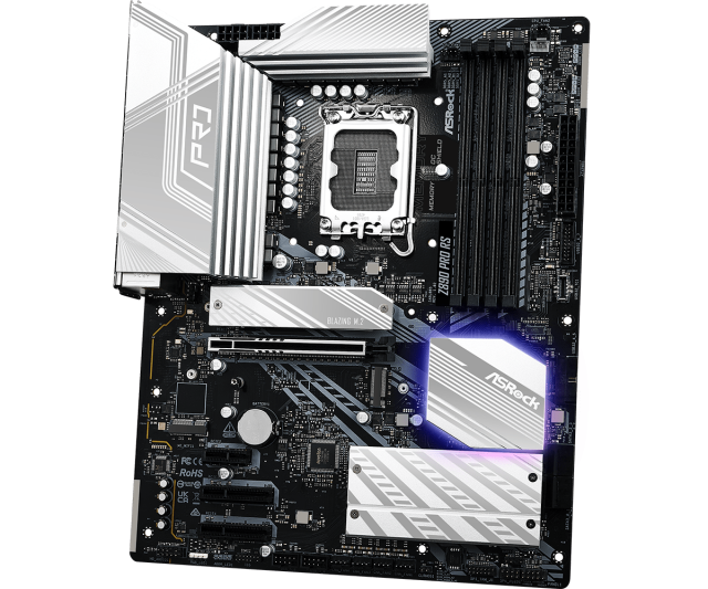 Дънна платка ASRock Z890 Pro RS, LGA1851, 4 x DDR5, PCIe 5.0, 1 x Blazing M.2 NVMe, 3 x Hyper M.2 NVMe, 4 x SATA3 6.0 Gb/s, HDMI, DP, ATX