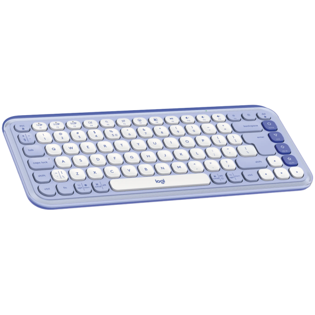 Комплект клавиатура и мишка Logitech POP Icon Combo Lilac & Off White, 4 програмируеми клавиша, US International подредба, лилава