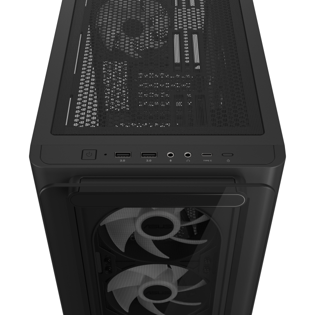 Кутия ASUS A23 PLUS TG Black, Middle Tower, 2 x USB 3.2 Gen1, 1 x USB 3.2 Gen2 Type C, Micro-ATX Mini-ITX