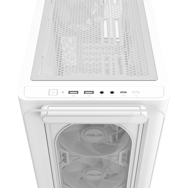 Кутия ASUS A23 PLUS TG White, Middle Tower, 2 x USB 3.2 Gen1, 1 x USB 3.2 Gen2 Type C, Micro-ATX Mini-ITX