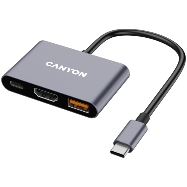 Мултипортов адаптер CANYON hub DS-4 3in1 USB Type-C Grey