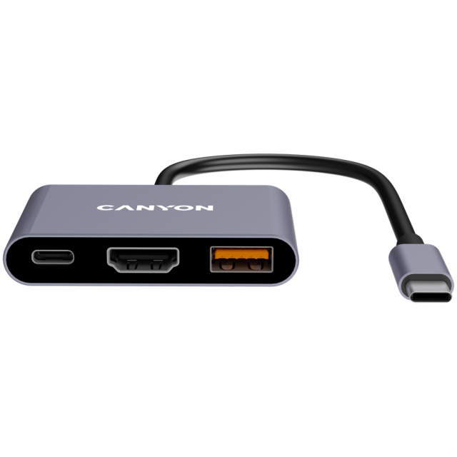 Мултипортов адаптер CANYON hub DS-4 3in1 USB Type-C Grey