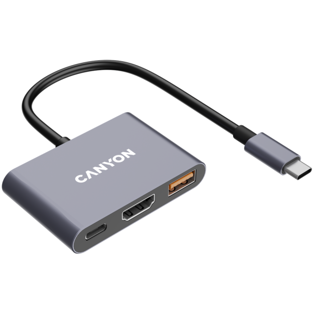 Мултипортов адаптер CANYON hub DS-4 3in1 USB Type-C Grey