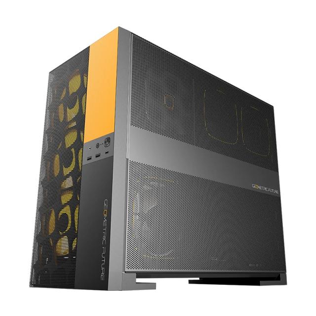 Кутия Geometric Future Model 5 Vent Black/Yellow, Middle Tower, 1 x USB 3.2 Gen 2 Type-C, 2 x USB 3.0, HD Audio x 1, EATX / ATX / mATX / Mini-ITX