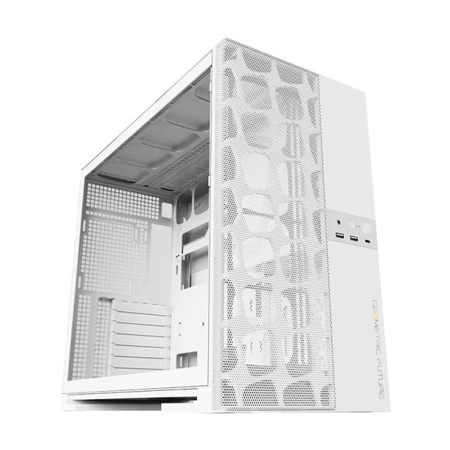 Кутия Geometric Future Model 5 Vent White, Middle Tower, 1 x USB 3.2 Gen 2 Type-C, 2 x USB 3.0, HD Audio x 1, EATX / ATX / mATX / Mini-ITX