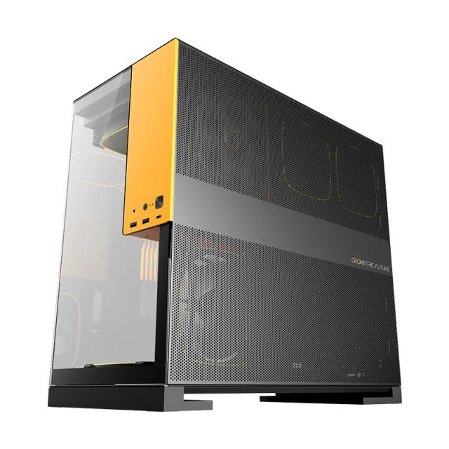 Кутия Geometric Future Model 5 Black/Yellow, Middle Tower, 1 x USB 3.2 Gen 2 Type-C, 2 x USB 3.0, HD Audio x 1, EATX / ATX / mATX / Mini-ITX