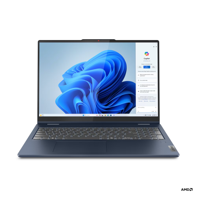 Лаптоп Lenovo IdeaPad 5 2-in-1 16AHP9, AMD Ryzen 7 8845HS 8C (3.8/5.1GHz, 16MB Cache), 16" (40.64cm) WUXGA IPS 300nits Glare Touchscreen Display, 16GB LPDDR5X, 1TB SSD NVMe, 2x USB 3.2 Gen 2 Type-C, HDMI, Windows 11 Home