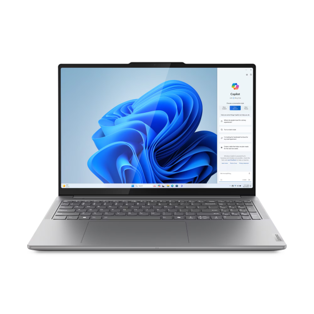 Лаптоп Lenovo Yoga Pro 9 16IMH9, Intel Core Ultra 9 185H 16C (2.3/5.1GHz, 24MB Cache), 16" (40.64cm) 3.2K IPS 165Hz Glare Touchscreen, NVIDIA GF RTX 4050 6GB, 32GB LPDDR5X, 1TB SSD, 1x Thunderbolt 4, HDMI, Windows 11 Home