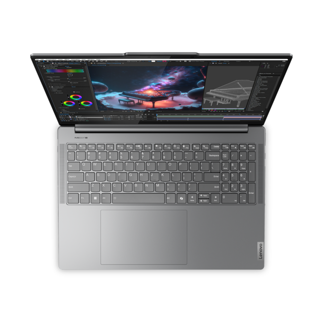 Лаптоп Lenovo Yoga Pro 9 16IMH9, Intel Core Ultra 9 185H 16C (2.3/5.1GHz, 24MB Cache), 16" (40.64cm) 3.2K IPS 165Hz Glare Touchscreen, NVIDIA GF RTX 4050 6GB, 32GB LPDDR5X, 1TB SSD, 1x Thunderbolt 4, HDMI, Windows 11 Home