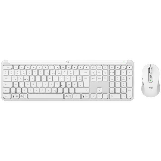 Комплект клавиатура и мишка Logitech Signature Slim Combo MK950, безжични, 4000dpi, Bluetooth, USB, бели