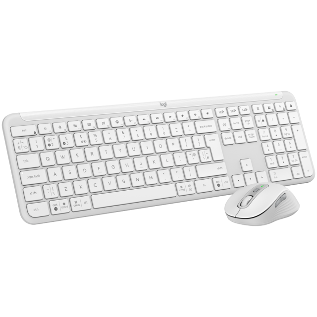 Комплект клавиатура и мишка Logitech Signature Slim Combo MK950, безжични, 4000dpi, Bluetooth, USB, бели