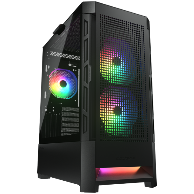 Кутия COUGAR Airface RGB Black, Mid Tower, USB 3.0 x 2, USB 2.0 x 1, Mic x 1 / Audio x 1, Mini ITX / Micro ATX / ATX / CEB / *E-ATX