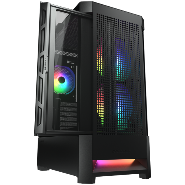 Кутия COUGAR Airface RGB Black, Mid Tower, USB 3.0 x 2, USB 2.0 x 1, Mic x 1 / Audio x 1, Mini ITX / Micro ATX / ATX / CEB / *E-ATX