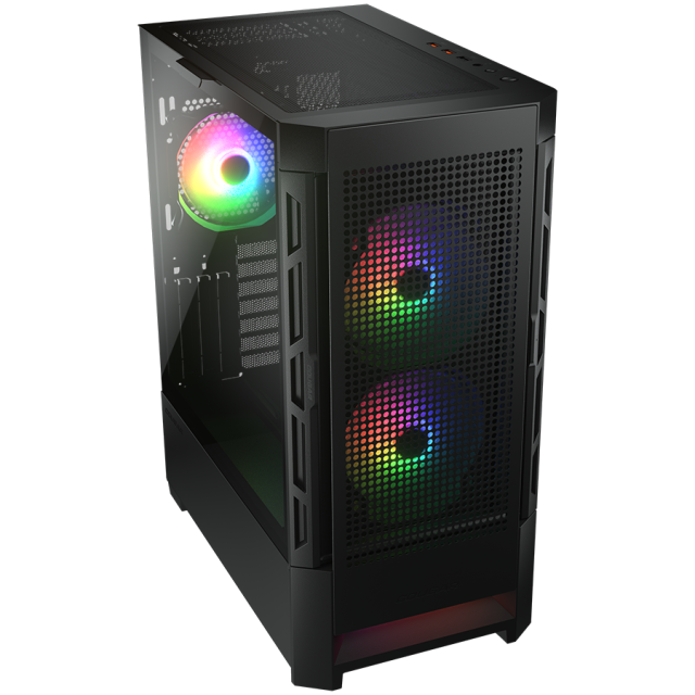 Кутия COUGAR Airface RGB Black, Mid Tower, USB 3.0 x 2, USB 2.0 x 1, Mic x 1 / Audio x 1, Mini ITX / Micro ATX / ATX / CEB / *E-ATX