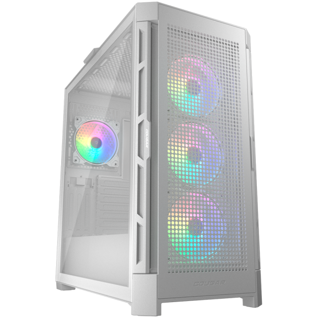 Кутия COUGAR Duoface Pro RGB White, Mid Tower, USB Type-C x 1, USB 3.0 x 2, USB 2.0 x 1, Mic x 1 / Audio x 1, Mini ITX / Micro ATX / ATX / CEB / E-ATX