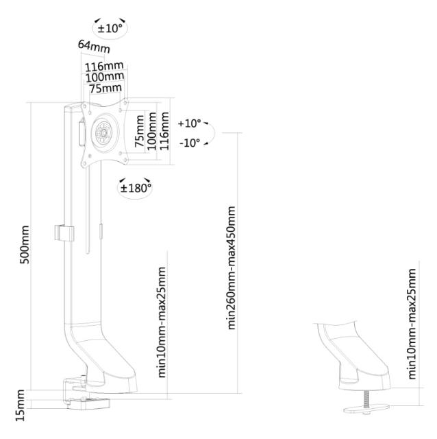 Стойка Neomounts by NewStar Flat Screen Desk Mount (clamp/grommet)