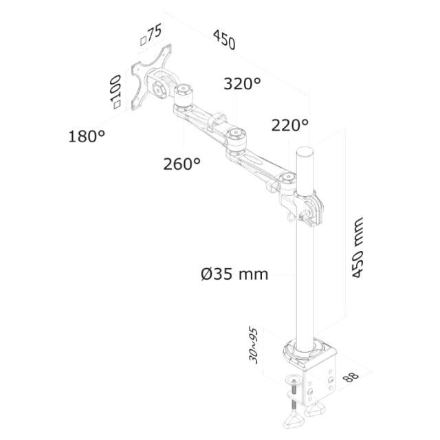 Стойка Neomounts by NewStar Flat Screen Desk Mount (clamp)
