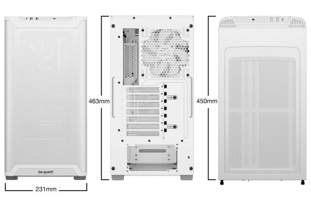 Кутия be quiet! Pure Base 501 Airflow Window White, Middle Tower, 1 x USB 3.2 Gen 2 Type-C, 2 x USB 3.2 Type A, HD Audio x 1, Mini-ITX / mATX / ATX, бяла