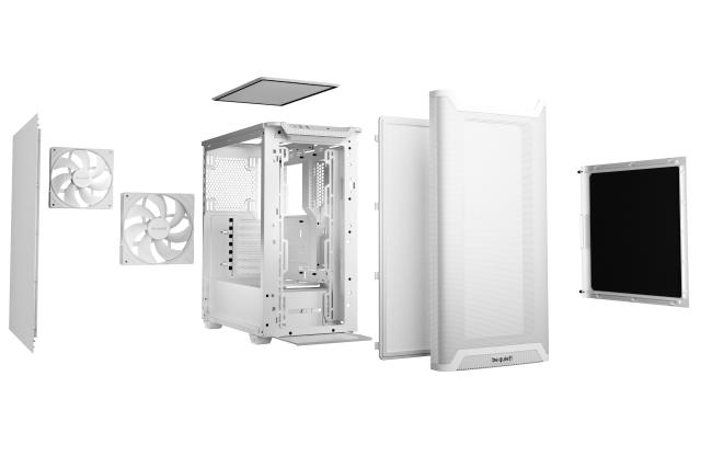 Кутия be quiet! Pure Base 501 Airflow White, Middle Tower, 1 x USB 3.2 Gen 2 Type-C, 2 x USB 3.2 Type A, HD Audio x 1, Mini-ITX / mATX / ATX, бяла