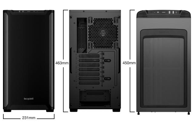 Кутия be quiet! Pure Base 501, Middle Tower, 1 x USB 3.2 Gen 2 Type-C, 2 x USB 3.2 Type A, HD Audio x 1, Mini-ITX / mATX / ATX, черен