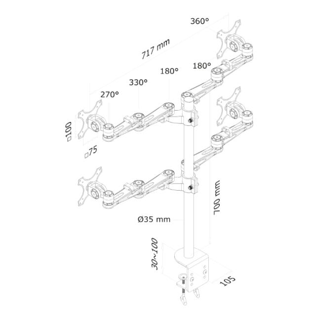 Стойка Neomounts by NewStar Flat Screen Desk Mount (clamp)