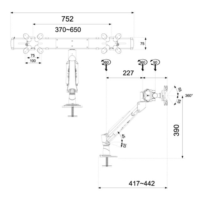 Стойка Neomounts by NewStar Flat Screen Desk Mount (grommet)