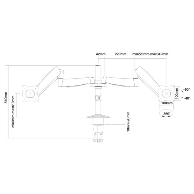 Стойка Neomounts by NewStar Flat Screen Desk Mount (clamp/grommet)