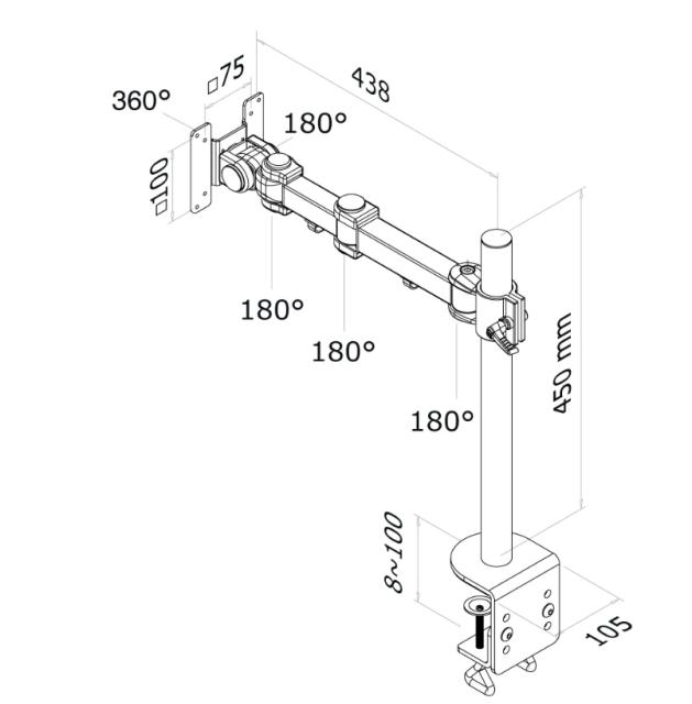 Стойка Neomounts by NewStar Flat Screen Desk Mount (clamp)